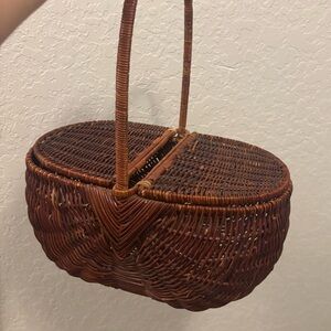 Vintage Wicker Picnic Basket Rattan, Basketry, Country Sty